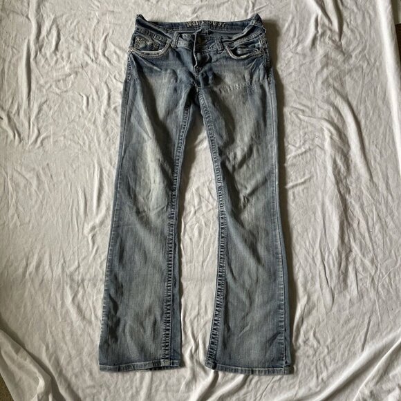 Miss Me Womens Bootcut Jeans With Embellished Pockets Size 29 Blue Denim Cotton - Picture 4 of 8